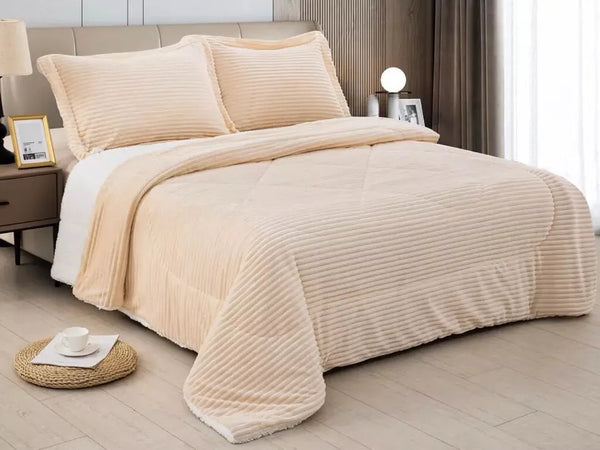 3-Piece Sherpa Bedspread King Size Bedding Set