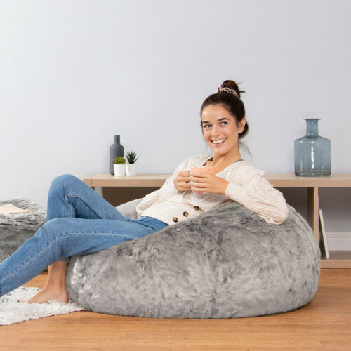 COVER ONLY Adults Fluffy Faux Fur Bean Bag Chair